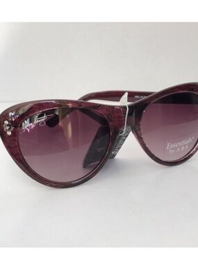 Vintage Essentials by ABS Burgundy Cat Eye Oversized Sunglasses